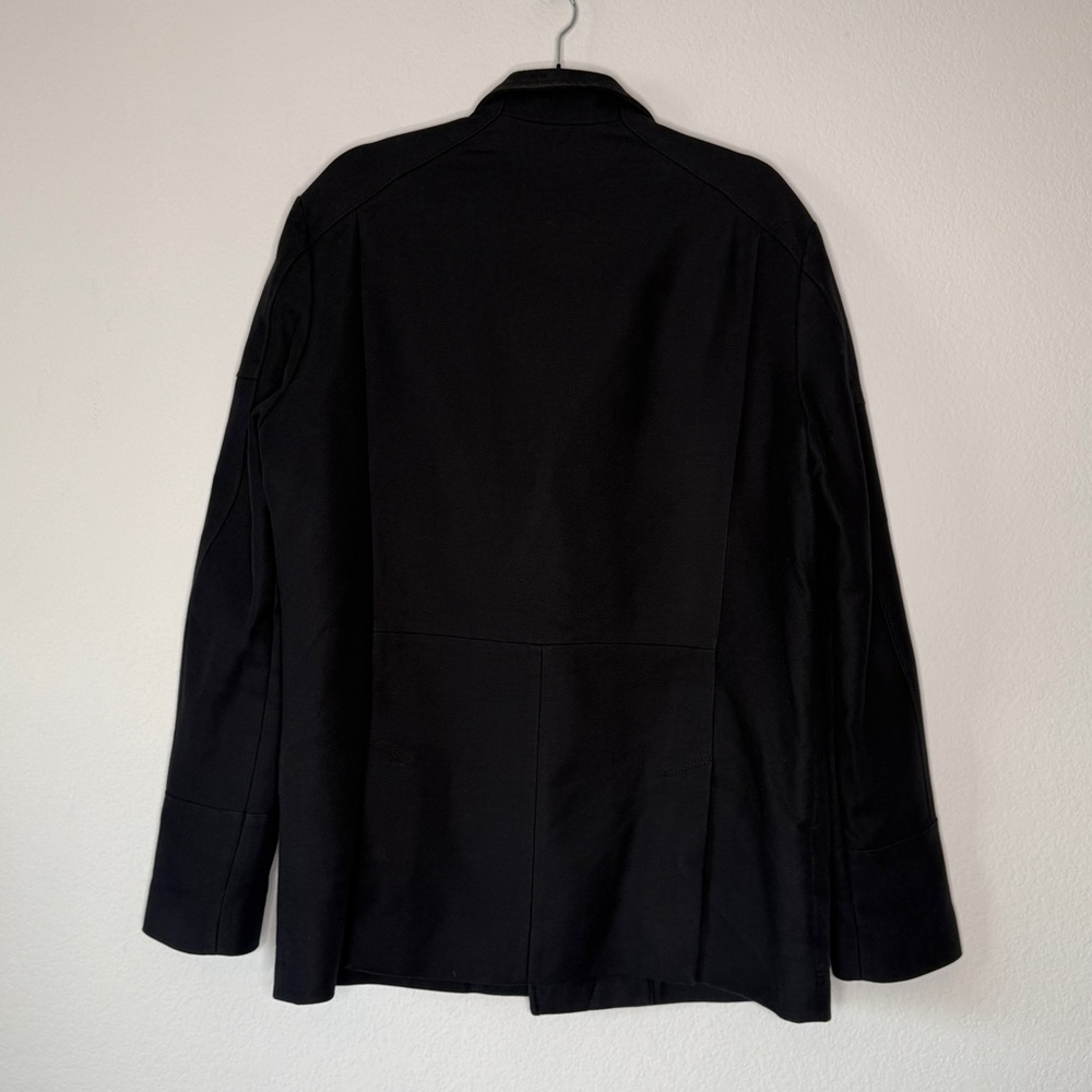 Reiss Jacket Moto Navy Asymmetrical Zip Silver Hardware Lined Collar Wear XL - Picture 5 of 10